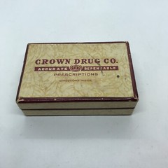 Vintage Crown Drug Co Pharmacy Prescription Pill Box 1950s Medicine Joplin Mo