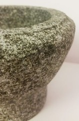 4″ Mortar and pestle grey unfinished granite detailed turnings pestle & mortar
