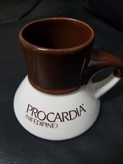 1970’s Pharmaceutical Procardia (Nifedipine) Brown and Beige Two Tone Mug