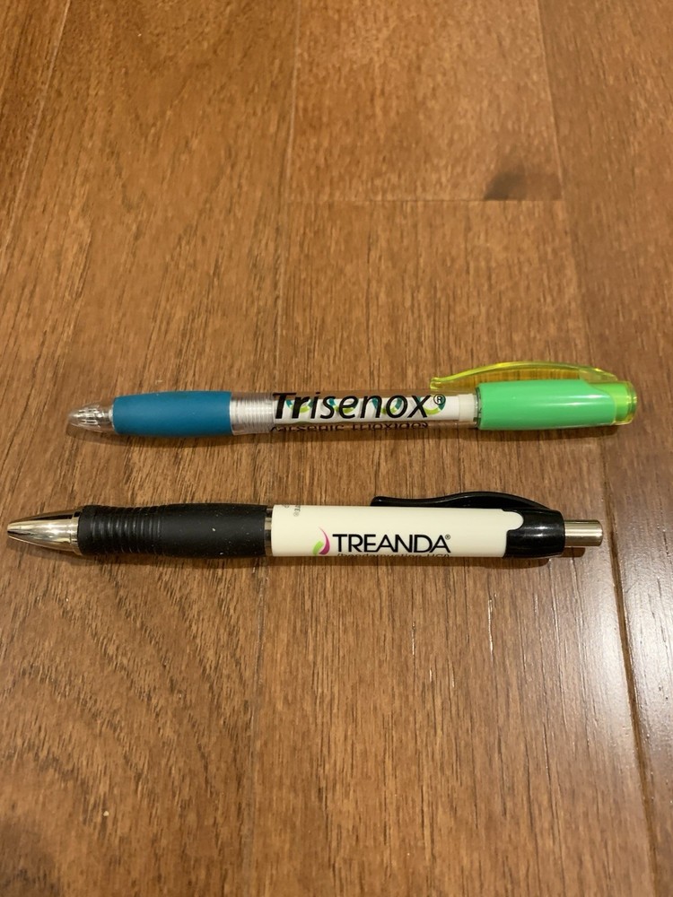 DRUG REP Pharmaceutical 2 Ballpoint Pens Promo TREANDA & TRISENOX new