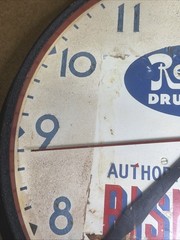 VTG Rexall Drug Store Authorized Agent For BISMA-REX 14” Crystal Clock READ!