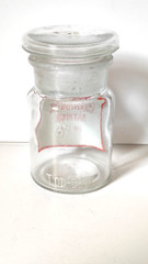 BARBITALUM NATRIUM, Vintage Glass Apothecary Pharmacy Clear Jar, 50 ml, Cap
