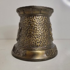Vtg Coricidin Heavy Brass 4″ Tall Mortar & 6″ Pestle Apothecary Pharmacy Rx