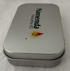 VTG NAMENDA USB FLASH DRIVE + LANYARD SET in METAL TIN PHARMA REP LOGO NEW