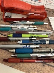 LOT 18 Advertising Pharmaceutical Drug Rep Promo Pens Stapler Notepads Untested