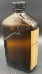 Vtg Amber Glass Apothecary Medicine Bottle Peppermint Water with Label