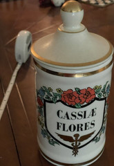 Jeanne Robinette Cassiae Flores Hand Decorated Apothecary Jar Collectible 8in