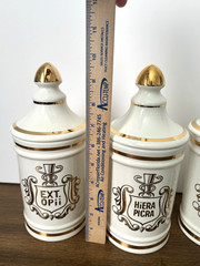3 Owens Illinois Apothecary Jars Ext Opii (Opium Extract) Hiera Picra (Laxative)