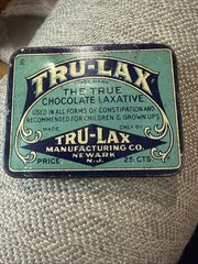 Tru-Lax The True Chocolate Laxative Vintage 1920s Newark NJ Empty Tin