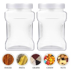 18 Pack Clear Plastic Storage Jars with Lids,27 oz Easy Grip Handles Plastic …