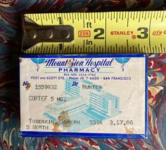 Vintage 1960s Prescription Box Mount Zion Hospital Pharmacy, San Francisco, CA!