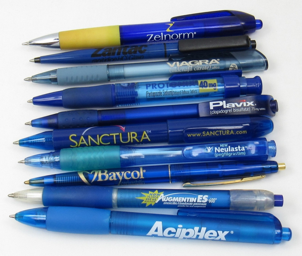 Lot of 10 PENS Drug Rep Pharmaceutical Promo Medical Advertising Shades of Blue