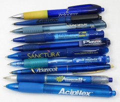 Lot of 10 PENS Drug Rep Pharmaceutical Promo Medical Advertising Shades of Blue