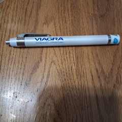 VIAGRA Pfizer Pharmaceutical Pens Flashlight Bullet Chrome Blue RARE HTF Detrol