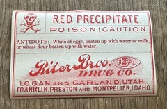 antique POISON LABELS RITER BROS DRUGSTORES UTAH & IDAHO lot of 5