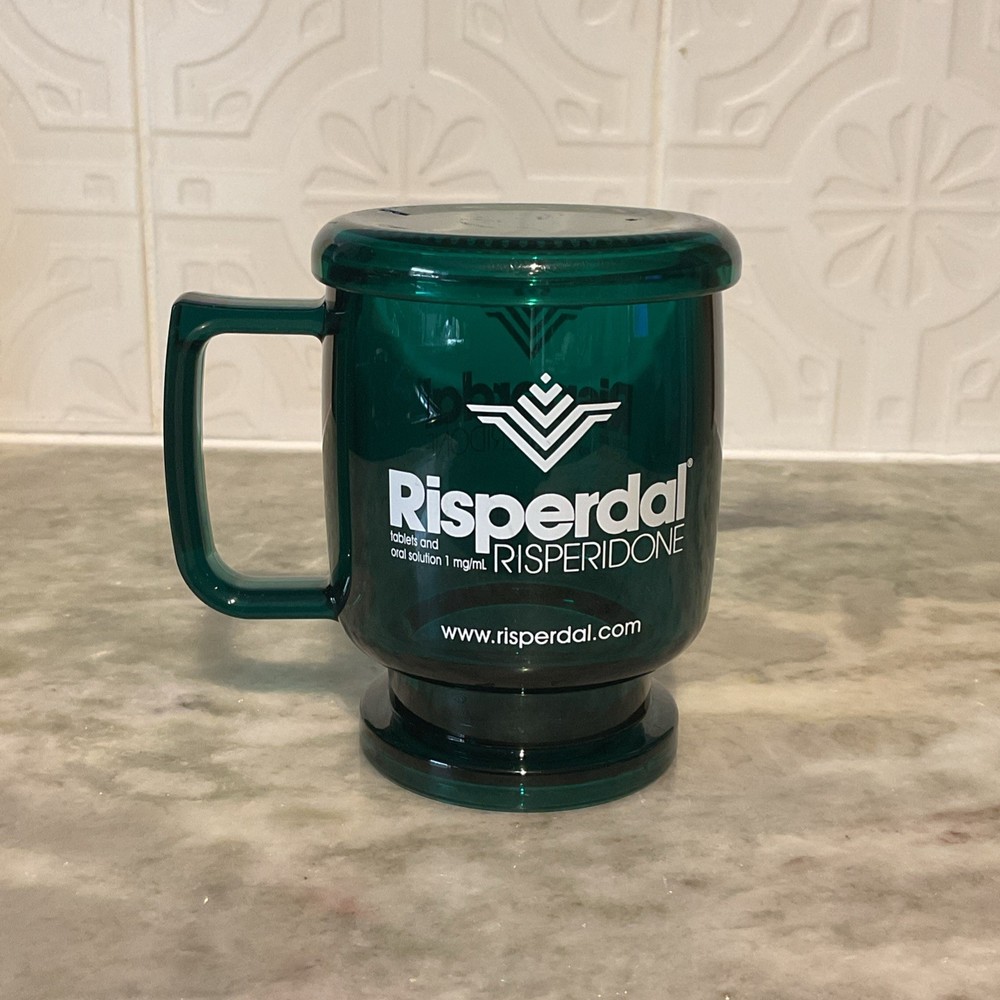 Risperdal Drug Rep Hard Plastic Coffee Mug Cup With Original Lid