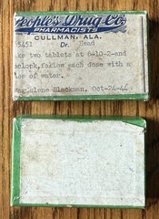 Vintage Cullman Alabama Pill Box Medical Pharmacy People’s Drug Co. 1944 WW2
