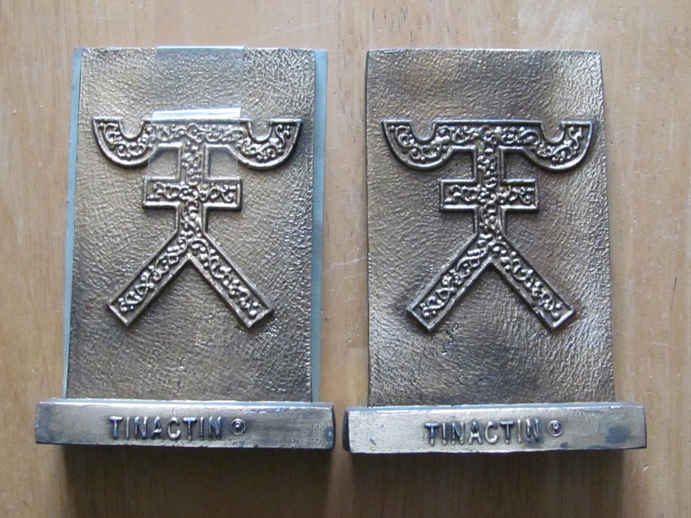 Set of 2 Pharmacy Tinactin Secundum Artem 1980 Brass Paperweights Bookends
