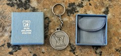 Olde Colonial Pewter Mortal And Pestal Keychain NOS