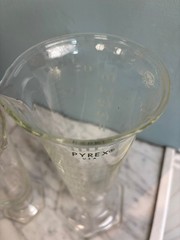 Set of 2 Antique Laboratory Hex-Footed Glass Graduated Cylindar Beakers Pyrex