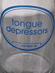 Medi-Source Doctor’s Office Clear Glass Jars Blue Apothecary Stainless Lid Vtg