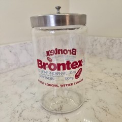 Pharmaceutical Advertising Glass Apothecary Jar Drug Rep Brontex Codeine Sched 3