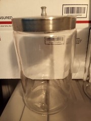 Medical Sundry Glass Jar, 4-inch outside diameter, vintage, used.