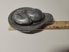 Vtg 1950-60s Parke-Davis Tabron Baby In Womb Fetus Pewter Heavy Paperweight