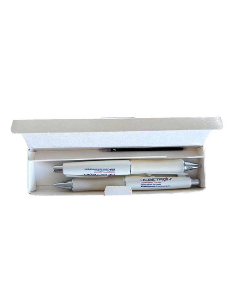 New in Box 2 Pack Rebetron Pharmaceutical Drug Rep Advertising Pen Duo with Ink
