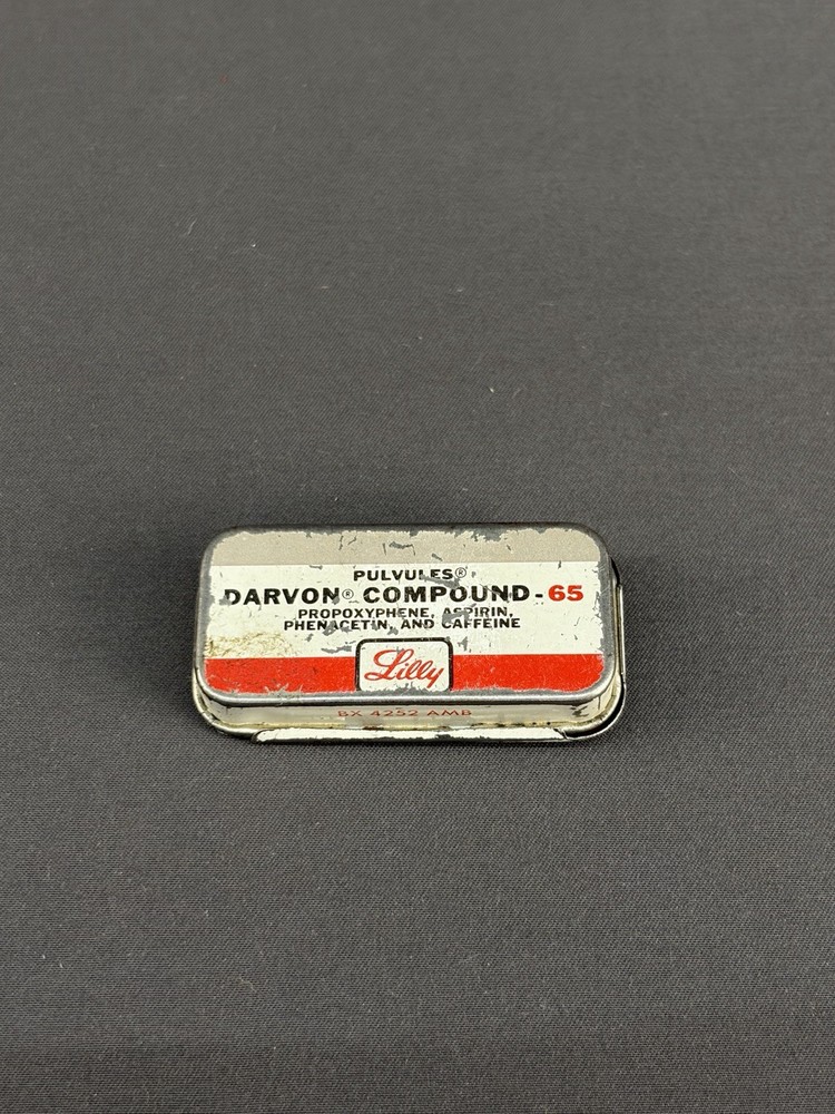 VTG Lilly Pharmaceutical Darvon-65 Compound Pulvule Sample Tin