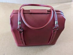 Rare! Vintage Burgundy Maroon Thick Heavy Leather Travel Doctor’s Bag Apothecary