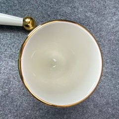Owens Illinois RX Porcelain Pharmacy Mortar Pestle White Gold Apothecary Vtg