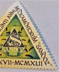 SANDOZ LSD Ergotamine mushroom 25 Year jubilee 1917-1942 Post Stamp MEGA RARE