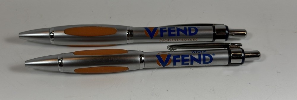 Drug Rep VFEND Collectible Heavy Metal Pen RARE Orange Chrome Working
