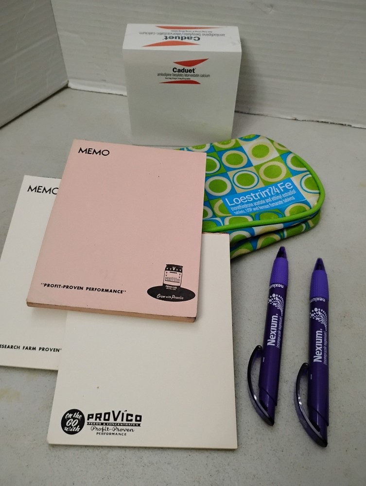 VTG & Mod Pharmaceutical Advertising Rep Paper Pens Case Note Pad ProVico Caduet