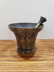 vintage 1976 Schering metal Mortar and Pestle 14th Edition Bicentennial