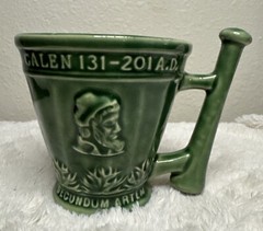 Schering Coricidin RX Pharmaceutical Promo Coffee Mug Green Galen 131-201 A.D.