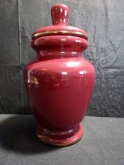 Lactucarium Jar Monastery Decorative Porcelain Burgundy Gold Accents Unique