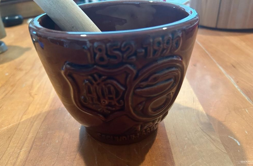 Schering 28th Edition Ceramic Mortar and Pestle „APhA“ from 1990
