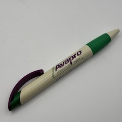 Vtg AVAPRO Pen Plastic Retractable Drug Rep – White Purple Green