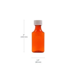 Ezy Dose Amber Oval Liquid Medicine Bottles, 2 oz Storage, Child-Resistant Pu…
