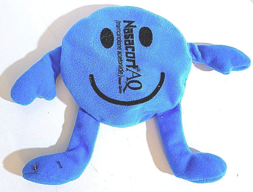 Rare 3 BLUE BEAN BAGS Pharmaceutical Advertising for „NASACORT NASAL SPRAY“