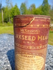 Vintage McKesson’s Flaxseed Meal Can By McKesson & Robbins, Apothecary Medical