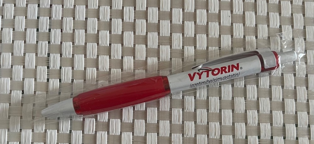 Drug Rep Pharmaceutical Memorabilia Metal VYTORIN Pen w/Plastic Cover, NIP