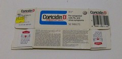 vintage 1980s CORICIDIN D tablets BOX pharmaceutical medicine packaging meds old