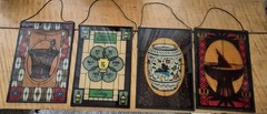 4 Stain Glass Panels Schering Pharmacy Rx Ad Premium USA Bicentennial 1976 VTG