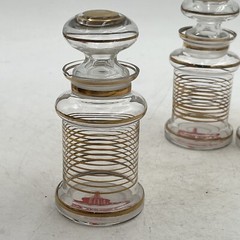 4- VTG WW2 APOTHECARY Jar Glass Medical Canister Winged United Logo Medicinal