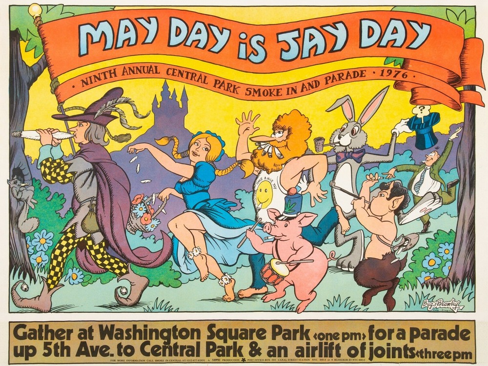 1976 May Day is Jay Day NEW Metal Sign: Central Park NYC Marijuana Protest