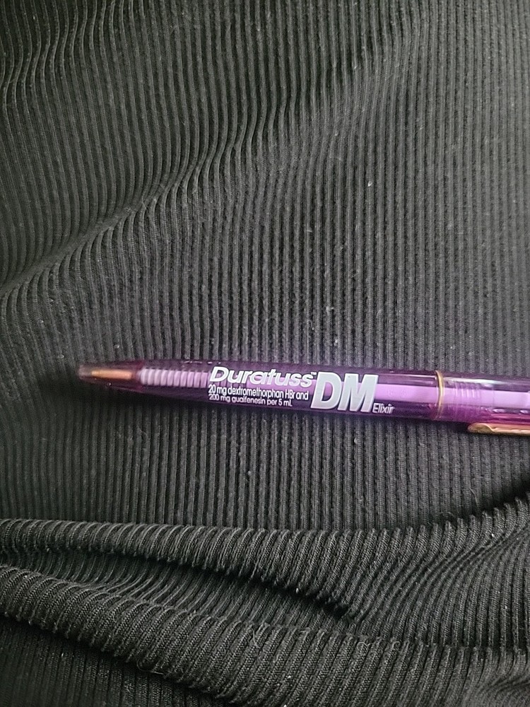 Duratuss DM Cough Suppressant Expectorant Elixir Pen Purple Plastic Bic