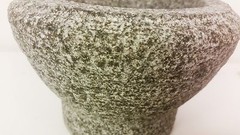 4″ Mortar and pestle grey unfinished granite detailed turnings pestle & mortar